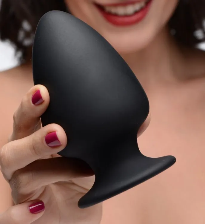 Male Sex Toys | XR Brands Squeeze-it Silexpan Anal Plug Medium Black