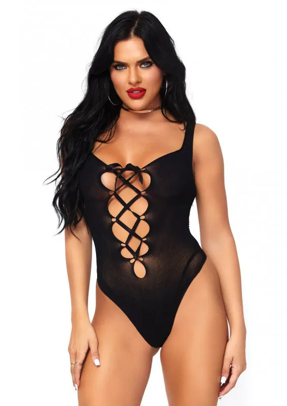 Teddies And Bodies | Lace Up Teddy - One Size - Black - Leg Avenue