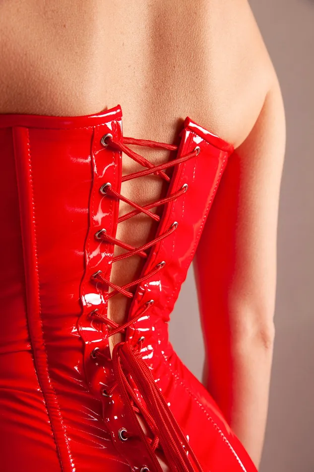 Female Sex Toys | ORION Set Corsetto Sottoseno & Perizoma in Vinile Rosso