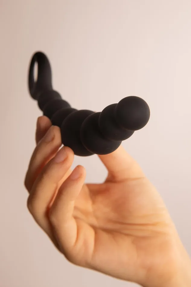 Female Sex Toys | Palline Anali con Anello in Silicone Nero - EDC
