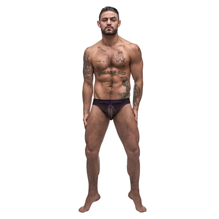 Male Power Anal Airotic Mesh Enhancer Thong Black Sm