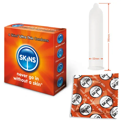 Male Sex Toys Skins Condoms Ultra Thin 4 Pack Skins Condoms