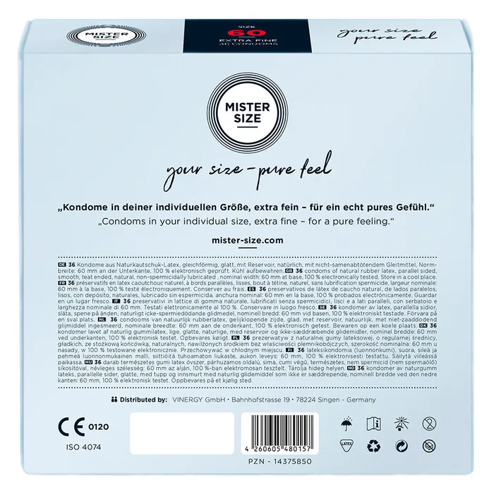 Mister Size Male Sex Toys | Mister Size 60mm Your Size Pure Feel Condoms 36 Pack