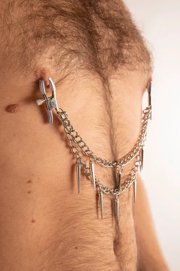 SCALA Vibrators Pinze per Capezzoli Con Catene e Pendenti Argento