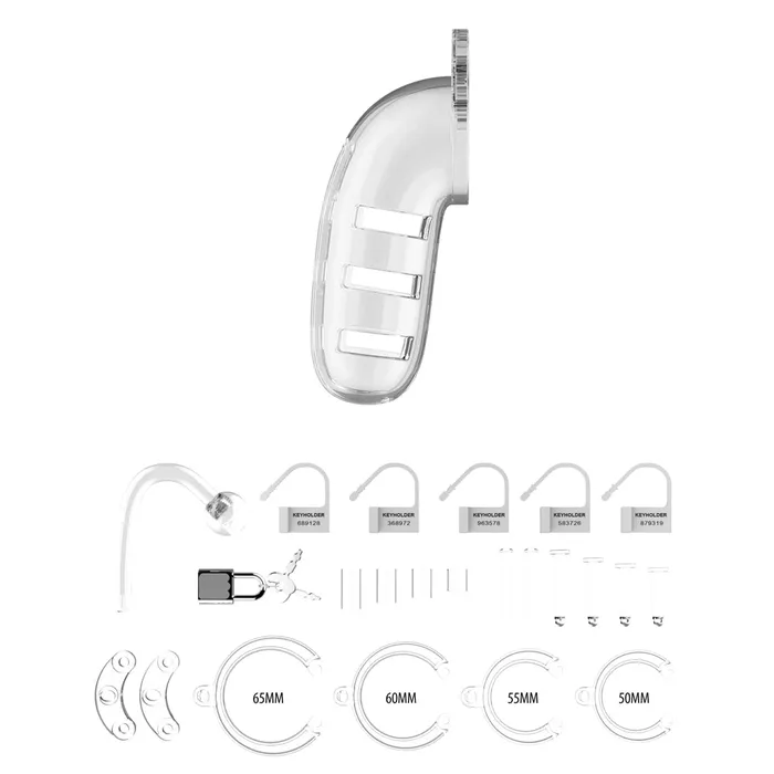 Shots Toys Male Sex Toys | Man Cage 12  Male 5.5 Inch Clear Chastity Cage With Anal Plug